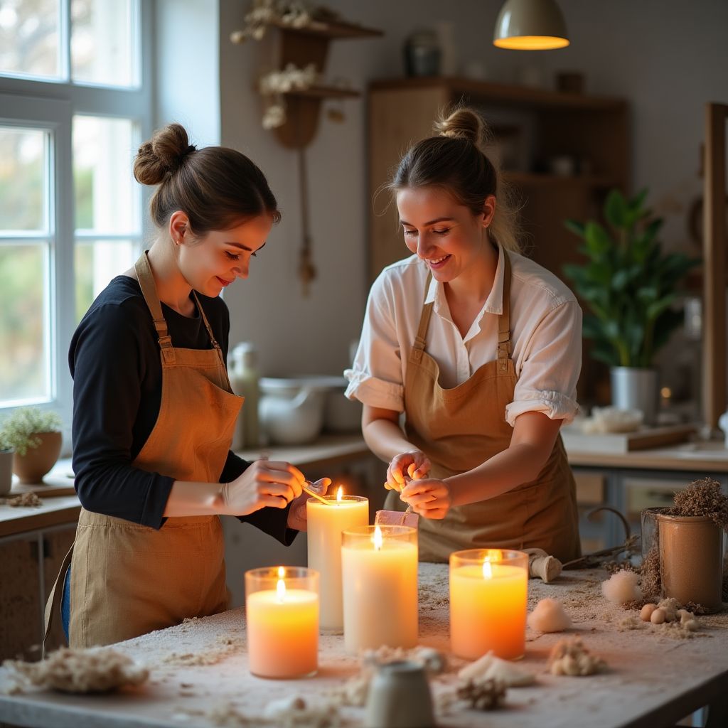 Solterra Candles founders in their workshop