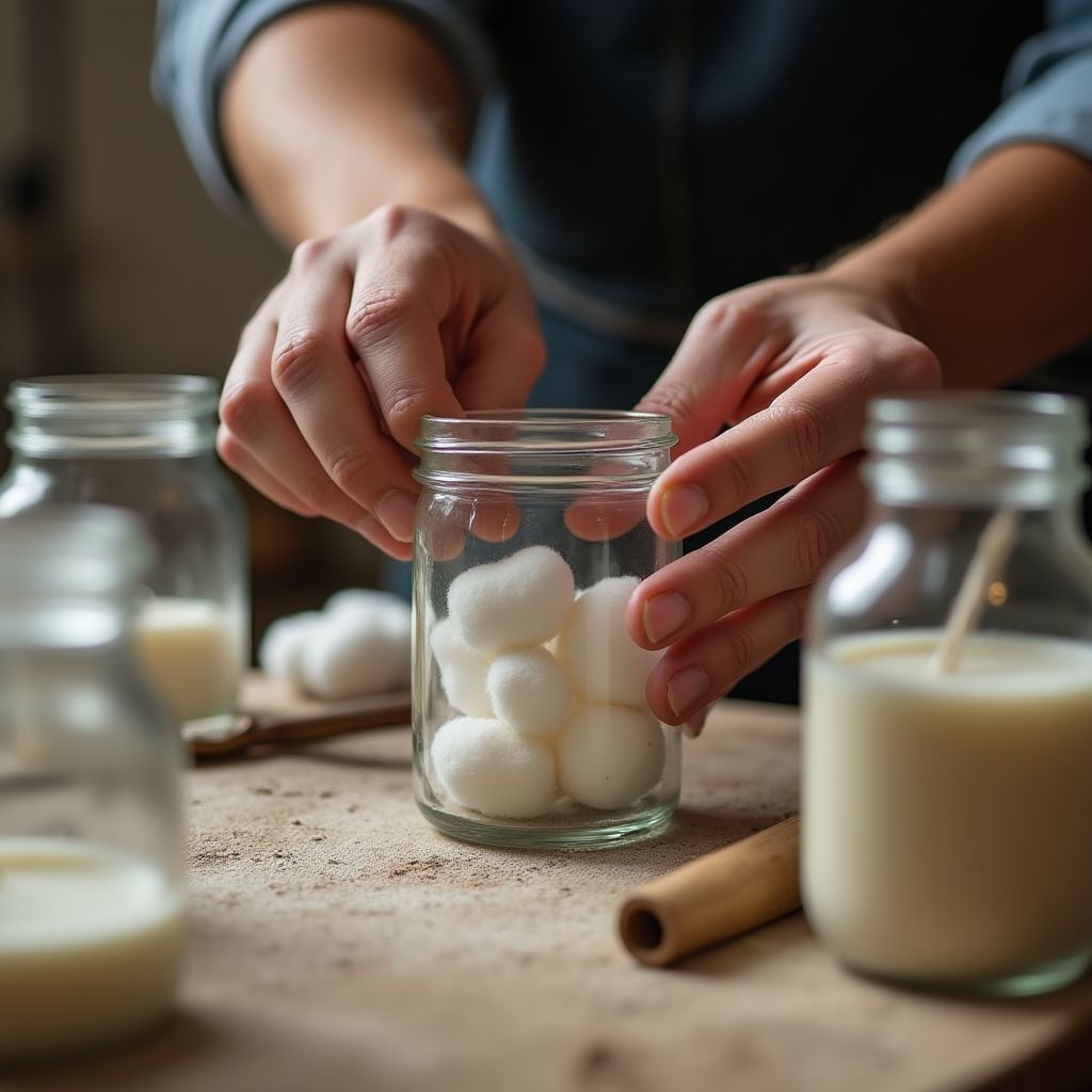Solterra Candles team member preparing wicks