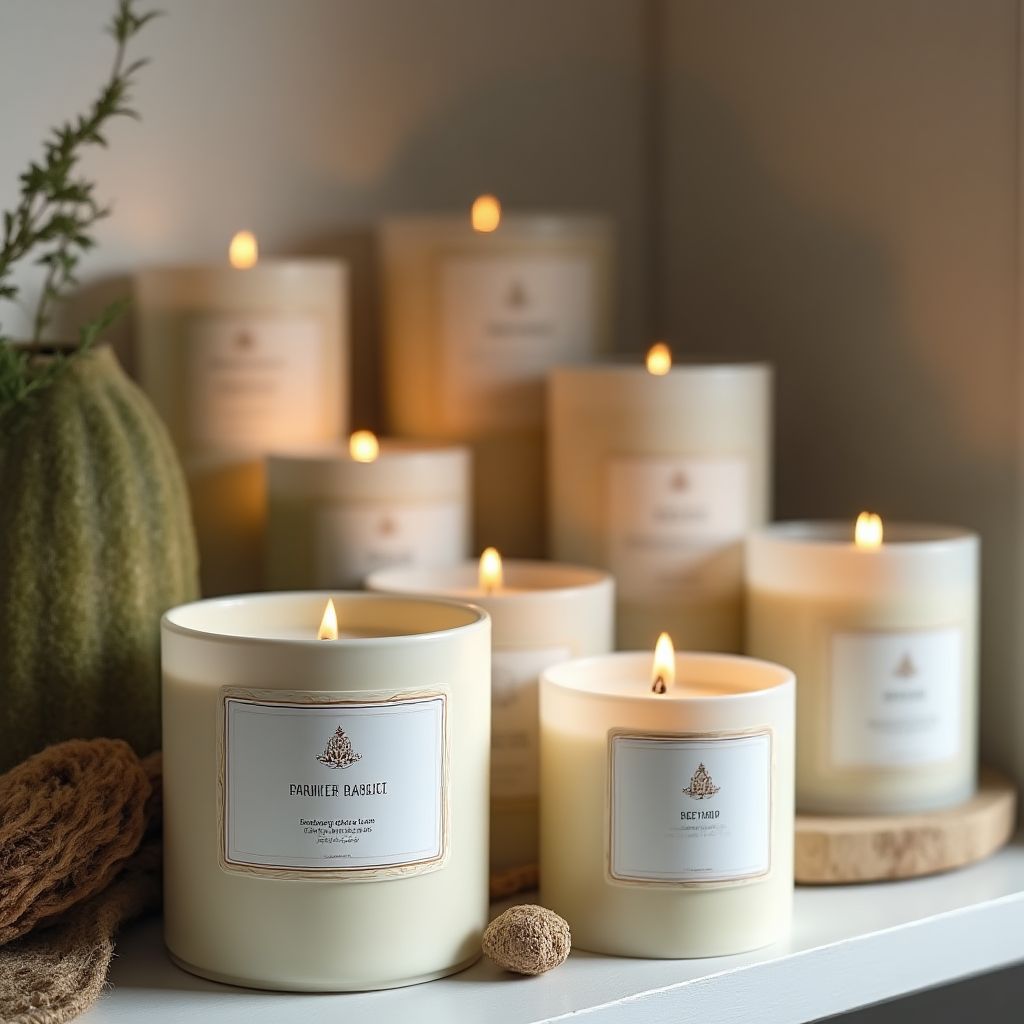 Finished candle collection display
