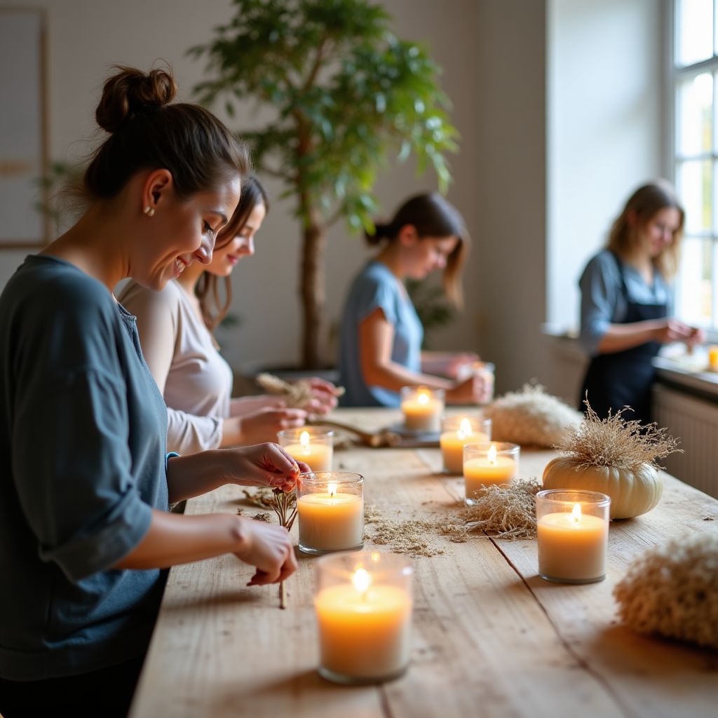 Candle making workshop in progress