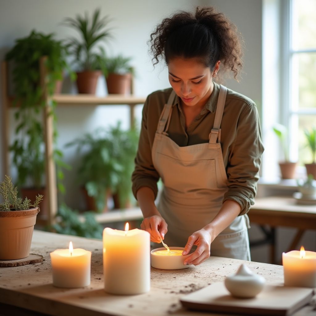 Solterra Candles founder working in her workshop